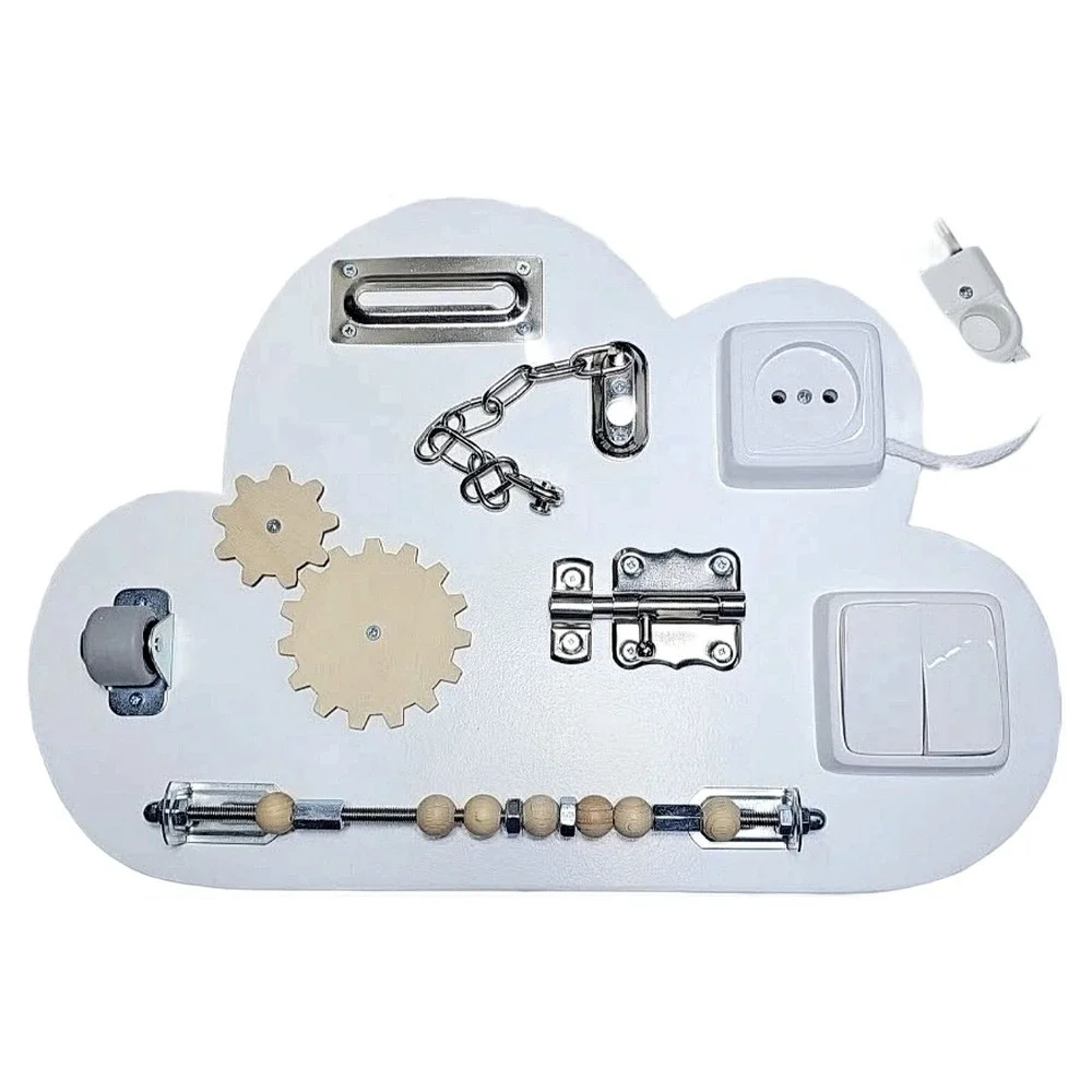 Cloud Wooden Sensory Busy Board Montessori Toddler Activity Latches Gears New